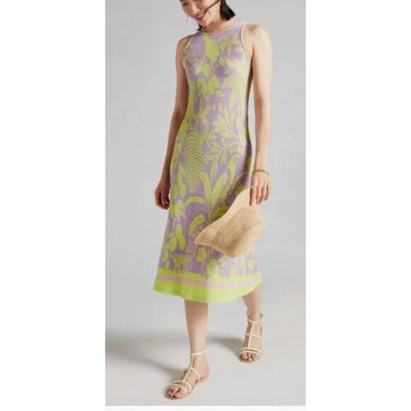 FARM Rio for Anthropologie Tropical Print Sleeveless Midi Dress Small - Picture 1 of 12